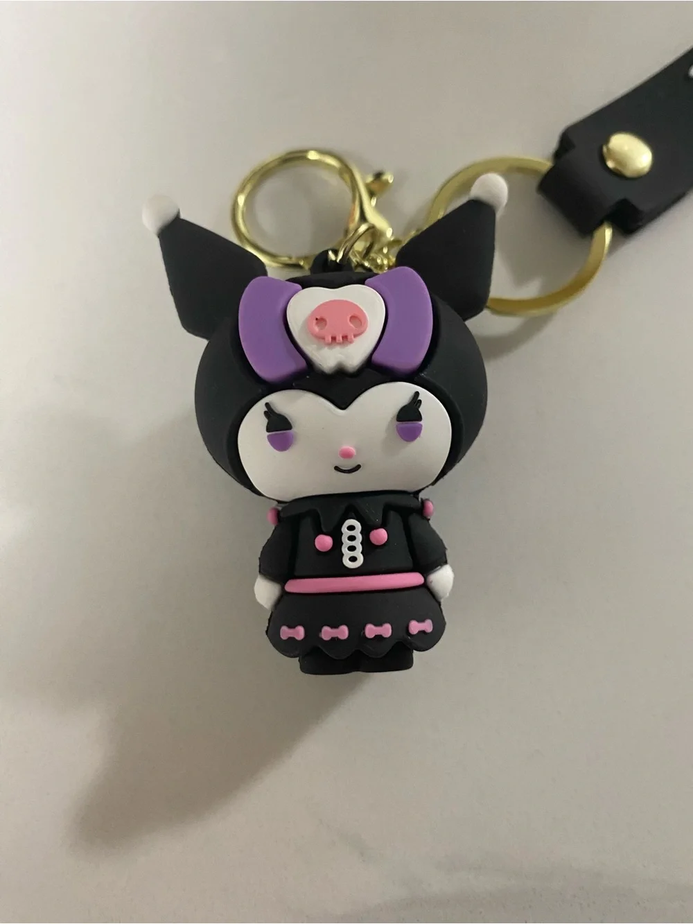 Kuromi Black & Purple Silicone Character Keychain Strap
